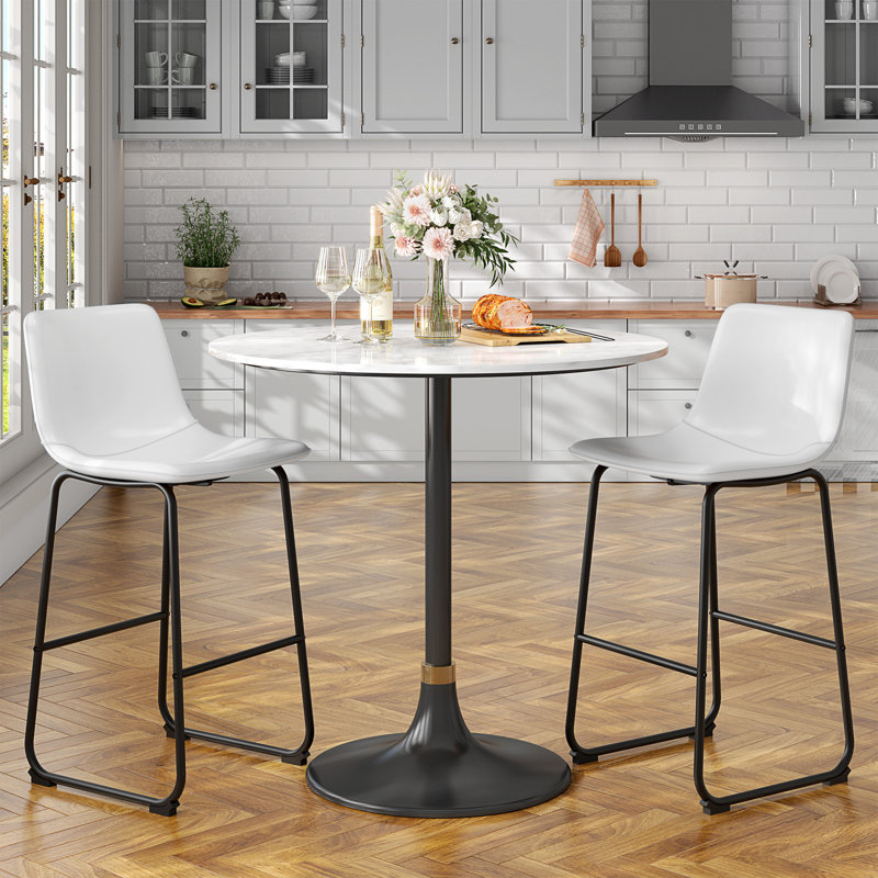 Evre Bar Stools of 2 18 25 30 inch Counter Height Barstools with Back Faux Leather Bar Height Stools for Kitchen Island Counter Set of 2 17 Stories